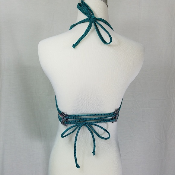 Shade & Shore Paisley Green Halter Bikini Top 36D - Picture 5 of 8